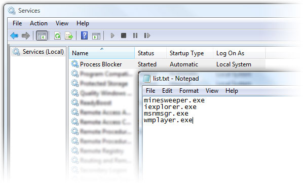 Process Blocker Screenshot Screenshot of Process Blocker