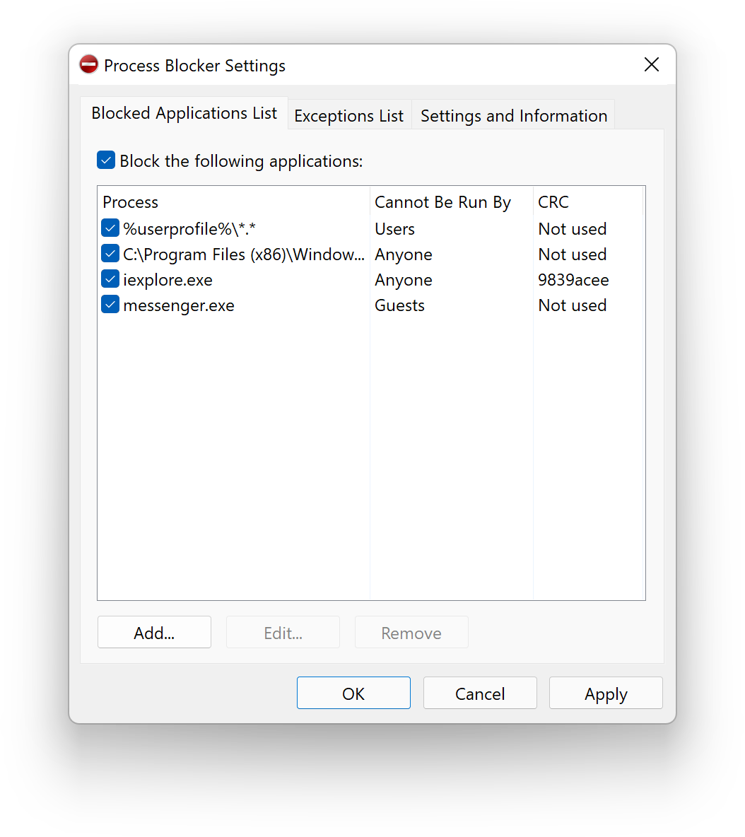 Process Blocker software
